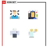 ensemble moderne de 4 pictogrammes d'icônes plates d'homme d'affaires construisant des éléments de conception vectoriels modifiables d'emoji de dispositif vecteur