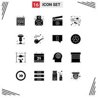 pack de 16 signes et symboles de glyphes solides modernes pour les supports d'impression web tels que le support de cupcake media coeur de cuisson éléments de conception vectoriels modifiables vecteur