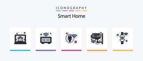 pack de 5 icônes rempli de ligne de maison intelligente, y compris intelligent. lampe. une baignoire. l'Internet. l'eau. conception d'icônes créatives vecteur