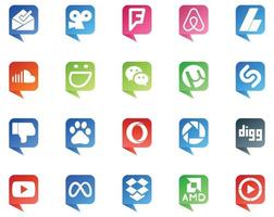 20 logo de style bulle de médias sociaux comme picasa musique baidu n'aime pas utorrent vecteur
