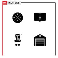 pack de 4 glyphes solides créatifs de backetball irlande usa parler éléments de conception vectoriels modifiables logistiques vecteur