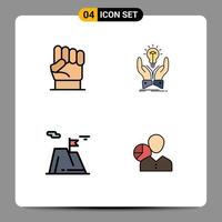 4 icônes créatives signes et symboles modernes de liberté mains puissance idées montagne éléments de conception vectoriels modifiables vecteur