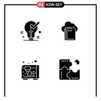 4 icônes créatives signes et symboles modernes de modélisation d'ampoule ok fichier app éléments de conception vectoriels modifiables vecteur