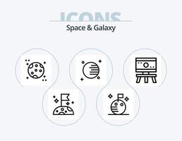 conception d'icônes pack 5 d'icônes de ligne espace et galaxie. la science. extraterrestre. espace. espace. astronaute vecteur