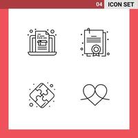4 icônes créatives signes et symboles modernes de puzzle de certificat-cadeau pour ordinateur portable amour éléments de conception vectoriels modifiables vecteur