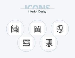 pack d'icônes de ligne de design d'intérieur 5 conception d'icônes. lit. éclairage. éclairage de la maison. lumière. tableau vecteur