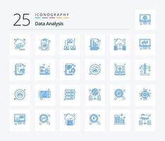 analyse de données 25 pack d'icônes de couleur bleue comprenant des données. graphique. lien. numérique. document vecteur