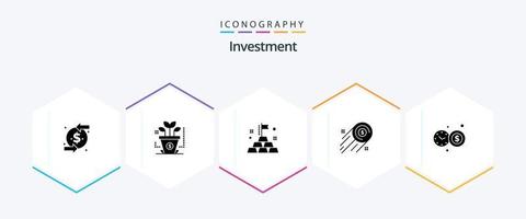 pack d'icônes d'investissement 25 glyphes comprenant. temps d'investissement. investissement. l'horloge. croissance vecteur