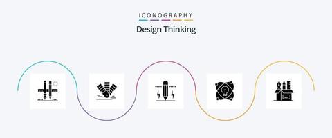 pack d'icônes design thinking glyph 5 comprenant lightd. idée. pms. lumière. Éditer vecteur