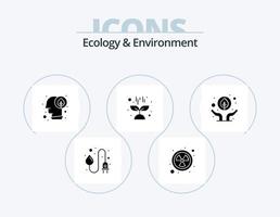 pack d'icônes glyphe écologie et environnement 5 conception d'icônes. main. germer. idée. la science. la nature vecteur