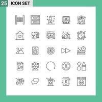 ligne d'interface mobile ensemble de 25 pictogrammes d'armes d'investissement de localisation présentation financière éléments de conception vectoriels modifiables vecteur