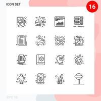 16 grandes lignes du concept pour les sites Web mobiles et les applications de travail document diagnostic base de données d'entreprise éléments de conception vectoriels modifiables vecteur