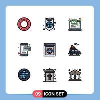 ensemble de 9 symboles d'icônes d'interface utilisateur modernes signes pour un cryptage sécurisé carte de paiement informatique éléments de conception vectoriels modifiables vecteur
