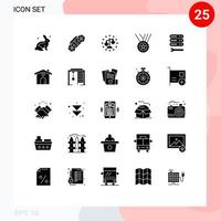 ensemble de 25 symboles d'icônes d'interface utilisateur modernes signes pour serveur clé gdpr ruban médailles éléments de conception vectoriels modifiables vecteur