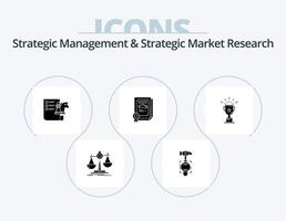 gestion stratégique et recherche de marché stratégique pack d'icônes de glyphe 5 conception d'icônes. Coupe. certificat. outil. réalisation. Planification vecteur