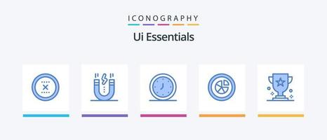 pack d'icônes ui essentials bleu 5 comprenant un diagramme. analytique. aimant. minuteur. l'horloge. conception d'icônes créatives vecteur