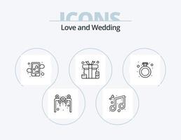 pack d'icônes de ligne de mariage 5 conception d'icônes. fête. dîner. musique. décoration. mode vecteur