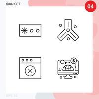 ensemble de pictogrammes de 4 couleurs plates remplies simples de mot de passe mac biologie science en ligne éléments de conception vectoriels modifiables vecteur