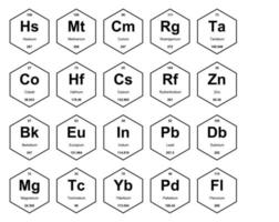 20 tableau préodique de la conception du pack d'icônes d'éléments vecteur