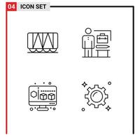 4 icônes créatives signes et symboles modernes des capacités informatiques de chemin de fer homme d'affaires engrenage éléments de conception vectoriels modifiables vecteur