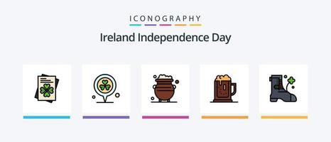 ligne du jour de l'indépendance de l'irlande remplie de 5 icônes, y compris le costume. feuille. cathédrale. journée. calendrier. conception d'icônes créatives vecteur