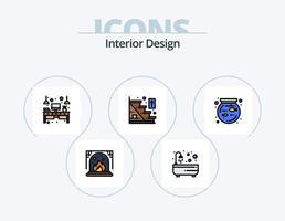 ligne de design d'intérieur rempli pack d'icônes 5 conception d'icônes. plante. la fenêtre. cactus. maison. porte vecteur
