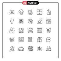 ensemble de 25 symboles d'icônes d'interface utilisateur modernes signes pour les éléments de réglage document de base prier éléments de conception vectoriels modifiables vecteur