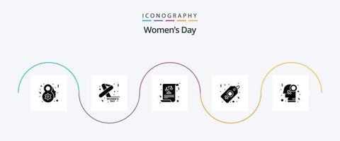 pack d'icônes glyphe 5 de la journée des femmes, y compris le sexe. les femmes signent. solde. étiqueter. étiquette vecteur
