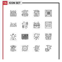 16 icônes créatives signes et symboles modernes de conception d'entreprise de grille web éléments de conception vectoriels modifiables sains vecteur