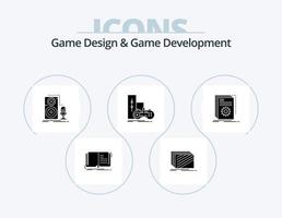 conception de jeux et développement de jeux glyphe pack d'icônes 5 conception d'icônes. manette. Jeu. texture. du son. microphone vecteur