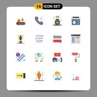 groupe de 16 signes et symboles de couleurs plates pour illustration illustration investissement ampoule musique pack modifiable d'éléments de conception de vecteur créatif