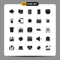 interface utilisateur pack de 25 glyphes solides de base d'émotion de masque ebook application mobile application partager des éléments de conception vectoriels modifiables vecteur