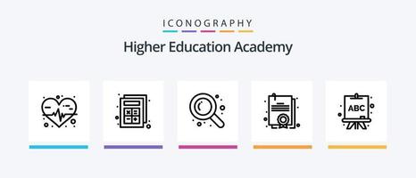 pack d'icônes Academy Line 5, y compris l'étude. géographie. éducation. éducation. recherche. conception d'icônes créatives vecteur