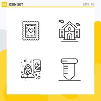 ensemble de 4 symboles d'icônes d'interface utilisateur modernes signes pour biscuit femmes bambin école réparation éléments de conception vectoriels modifiables vecteur