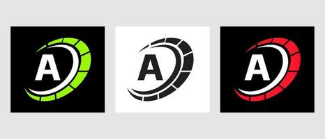 lettre un logo automobile de voiture pour le service de voitures, réparation de voitures avec symbole de compteur de vitesse vecteur