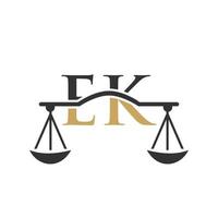 lettre ek création de logo de cabinet d'avocats pour avocat, justice, avocat, juridique, service d'avocat, cabinet d'avocats, échelle, cabinet d'avocats, avocat d'entreprise vecteur
