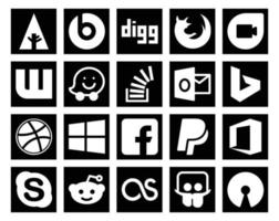 pack de 20 icônes de médias sociaux, y compris paypal windows stockoverflow dribbble outlook vecteur