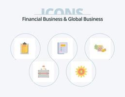 affaires financières et affaires mondiales pack d'icônes plat 5 conception d'icônes. dollar. rapport. carte. disposition. livre vecteur