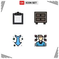 ensemble de 4 symboles d'icônes d'interface utilisateur modernes signes pour les éléments de conception vectoriels modifiables de l'homme d'affaires de l'école du cabinet complet tampon vecteur