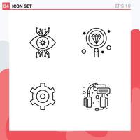 pack d'icônes vectorielles stock de 4 signes et symboles de ligne pour la vision de recherche d'infrastructure développer des éléments de conception vectoriels modifiables vecteur