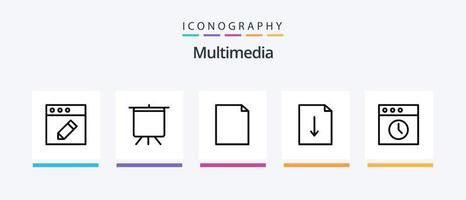 pack d'icônes multimédia ligne 5 comprenant. recherche. exportation. dossier. préférences. conception d'icônes créatives vecteur
