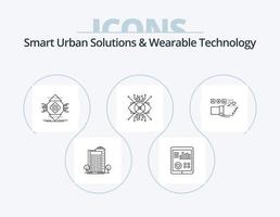 solutions urbaines intelligentes et pack d'icônes de ligne de technologie portable 5 conception d'icônes. Regardez. montre intelligente. alerte. rapport patient. cœur vecteur