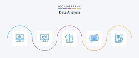 pack d'icônes bleues d'analyse de données 5 comprenant un organigramme. croissance. indicateur. Les données. analytique vecteur