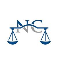 lettre nc création de logo de cabinet d'avocats pour avocat, justice, avocat, juridique, service d'avocat, cabinet d'avocats, échelle, cabinet d'avocats, avocat d'entreprise vecteur