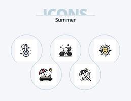 pack d'icônes remplies de ligne d'été 5 conception d'icônes. chaud. plage. cône. traiter. popsicle vecteur
