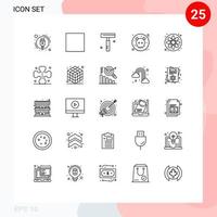 ligne d'interface mobile ensemble de 25 pictogrammes d'éléments de conception vectoriels modifiables de déchets de laboratoire de salon scientifique croisé vecteur