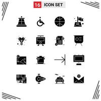 interface utilisateur pack de 16 glyphes solides de base d'idée de coeur sport ampoule cible éléments de conception vectoriels modifiables vecteur