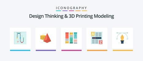 design thinking et d printing modeling flat 5 icon pack comprenant un crayon. l'Internet. filaire. code. le navigateur. conception d'icônes créatives vecteur