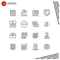 pack d'icônes vectorielles stock de 16 signes et symboles de ligne pour les efforts d'ancrage de l'espace réservé de conception de globe éléments de conception vectoriels modifiables vecteur