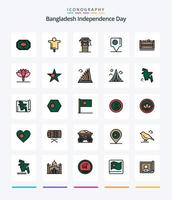 pack d'icônes remplies de 25 lignes créatives du jour de l'indépendance du bangladesh, telles que la boîte. Bangladesh. ferme. bangla. discuter vecteur